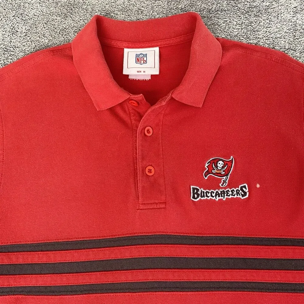 Vtg NFL Tampa Bay Buccaneers Men's Polo Shirt Short Sleeve Red Black Size Medium